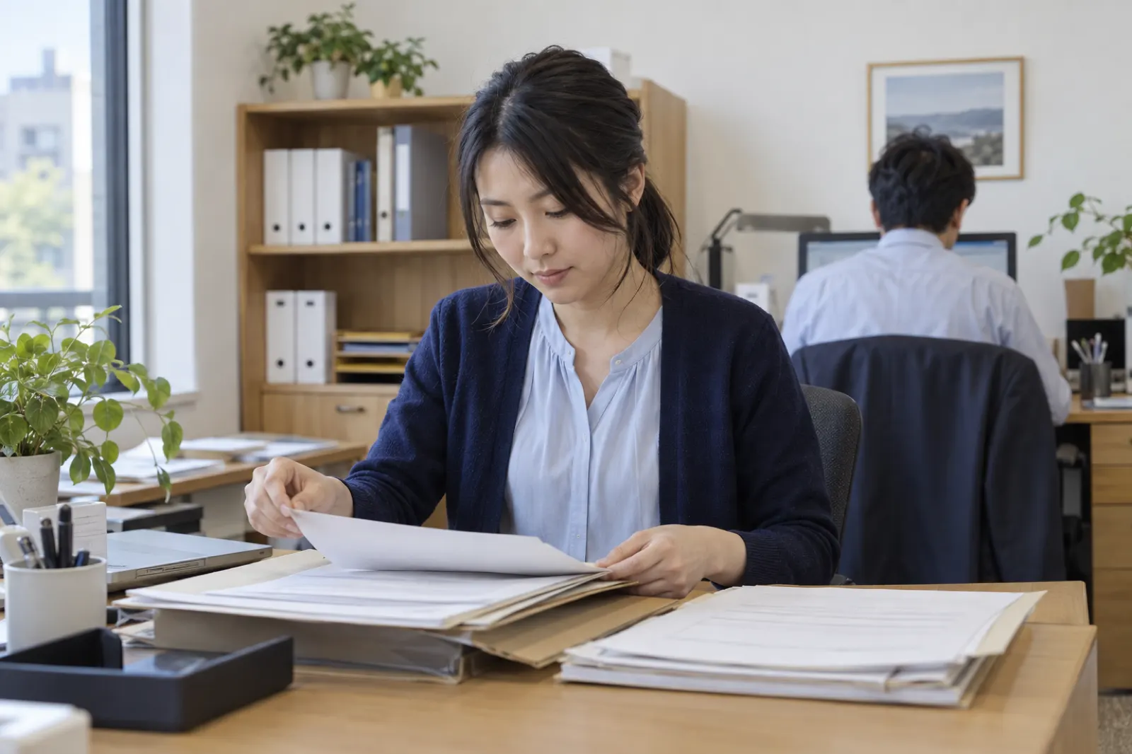 相談の準備や書類整理を行う事務所の補助者
